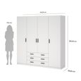 Sprint Wardrobe - 4 Door - 3 Drawer - White