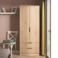 Java Fluted Wardrobe - 2 Door - 2 Drawer - Natural and Nebraska