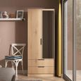 Java Fluted Wardrobe - 2 Door - Combi - 1 Mirror - Natural and Nebraska