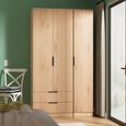 Java Fluted Wardrobe - 3 Door - 2 Drawer - Tall Triple - Natural and Nebraska