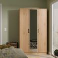Java Fluted Wardrobe - 3 Door - Triple - 1 Mirror - Natural and Nebraska