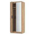 Java Fluted Wardrobe - 2 Door - 1 Mirror - Natural and Nebraska