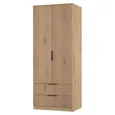 Java Fluted Wardrobe - 2 Door - 2 Drawer - Natural and Nebraska