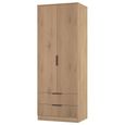 Java Fluted Wardrobe - 2 Door - 2 Drawer - Tall Robe - Natural and Nebraska