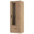 Java Fluted Wardrobe - 2 Door - 2 Drawer - Tall Robe - Natural and Nebraska