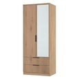 Java Fluted Wardrobe - 2 Door - Combi - 1 Mirror - Natural and Nebraska