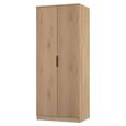 Java Fluted Wardrobe - 2 Door - Plain Robe - Natural and Nebraska