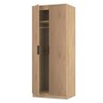 Java Fluted Wardrobe - 2 Door - Plain Robe - Natural and Nebraska