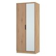 Java Fluted Wardrobe - 2 Door - Tall - 1 Mirror - Natural and Nebraska