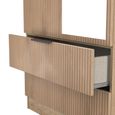 Java Fluted Wardrobe - 2 Door - Tall Combi - 1 Mirror - Natural and Nebraska
