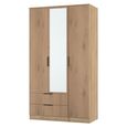 Java Fluted Wardrobe - 3 Door - Tall Triple Combi - 1 Mirror - Natural and Nebraska