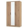 Java Fluted Wardrobe - 3 Door - Triple - 1 Mirror - Natural and Nebraska
