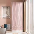 Diamond Tall Wardrobe - 2 Door - 2 Drawer - Pink and White