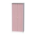 Diamond Plain Tall Wardrobe - 2 Door - Pink and White
