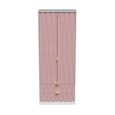Diamond Tall Wardrobe - 2 Door - 2 Drawer - Pink and White