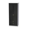 Diamond Tall Wardrobe - 2 Door - 2 Drawer - Black and White