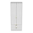 Diamond Tall Wardrobe - 2 Door - 2 Drawer - White