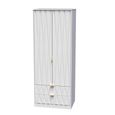 Diamond Tall Wardrobe - 2 Door - 2 Drawer - White