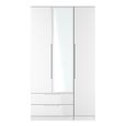 Milan Wardrobe - 3 Door - 1 Mirror - LHF 2 Drawer - Tall - Combi - White Gloss