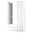 Milan Wardrobe - 3 Door - 1 Mirror - LHF 2 Drawer - Tall - Combi - White Gloss