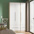 Monaco Wardrobe - 3 Door - 4 Drawer - Tall - Triple - White Matt and Oak