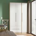 Monaco Wardrobe - 3 Door - LHF 2 Drawer - Tall - Triple - White Matt and Oak