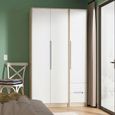 Monaco Wardrobe - 3 Door - RHF 2 Drawer - Tall - Triple - White Matt and Oak
