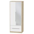 Monaco Wardrobe - 2 Door - 1 Mirror - Tall - Combi - White Matt and Oak