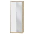 Monaco Wardrobe - 2 Door - 1 Mirror - Tall - White Matt and Oak