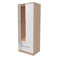Monaco Wardrobe - 2 Door - 2 Drawer - Tall - White Matt and Oak