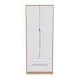 Monaco Wardrobe - 2 Door - 2 Drawer - Tall - White Matt and Oak