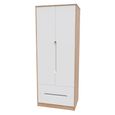 Monaco Wardrobe - 2 Door - 2 Drawer - Tall - White Matt and Oak