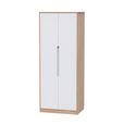 Monaco Wardrobe - 2 Door - Plain - Tall - White Matt and Oak