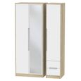 Monaco Wardrobe - 3 Door - 1 Mirror - RHF 2 Drawer - Tall - Combi - White Matt and Oak