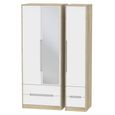 Monaco Wardrobe - 3 Door - 1 Mirror - Tall - Combi - White Matt and Oak