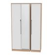 Monaco Wardrobe - 3 Door - 1 Mirror - Tall - Triple - White Matt and Oak