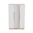 Monaco Wardrobe - 3 Door - 1 Mirror - Tall - Triple - White Matt and Oak