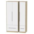 Monaco Wardrobe - 3 Door - 4 Drawer - Tall - Triple - White Matt and Oak