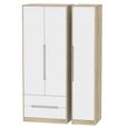 Monaco Wardrobe - 3 Door - LHF 2 Drawer - Tall - Triple - White Matt and Oak