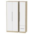 Monaco Wardrobe - 3 Door - RHF 2 Drawer - Tall - Triple - White Matt and Oak