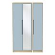 Monaco Wardrobe - 3 Door - 1 Mirror - Tall - Triple - Denim and Oak