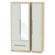 Monaco Wardrobe - 3 Door - 1 Mirror - LHF 2 Drawers - Tall - Combi - Cashmere and Oak