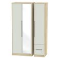 Monaco Wardrobe - 3 Door - 1 Mirror - RHF 2 Drawers - Tall - Combi - Cashmere and Oak
