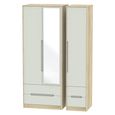 Monaco Wardrobe - 3 Door - 1 Mirror - Tall - Combi - Cashmere and Oak