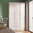 Monaco Wardrobe - 3 Door - LHF 2 Drawers - Tall - Triple - White Gloss and Cashmere