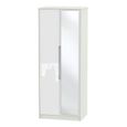 Monaco Wardrobe - 2 Door - 1 Mirror - Tall - White Gloss and Cashmere