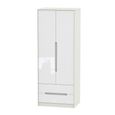 Monaco Wardrobe - 2 Door - 2 Drawer - Tall - White Gloss and Cashmere