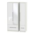 Monaco Wardrobe - 3 Door - 1 Mirror - Tall - Combi - White Gloss and Cashmere