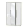 Monaco Wardrobe - 3 Door - 1 Mirror - Tall - Triple - White Gloss and Cashmere