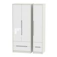 Monaco Wardrobe - 3 Door - 4 Drawers - Tall - Triple - White Gloss and Cashmere